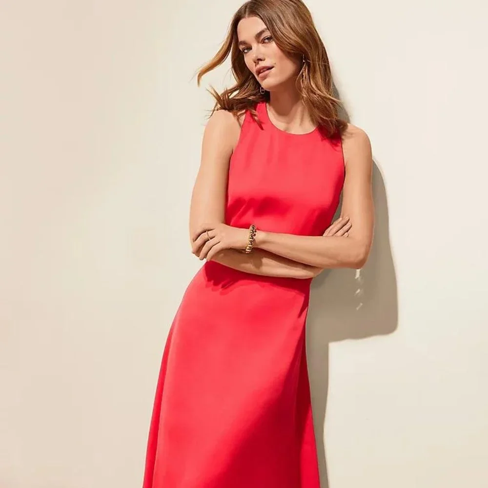 NWT  Ann Taylor Cutout Back Flare Halter Dress - Picture 6 of 7